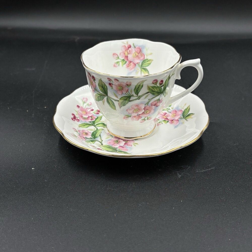 Royal Albert Eve Sham Cup‎ & Saucer Bone China England Cherry Blossoms Pink